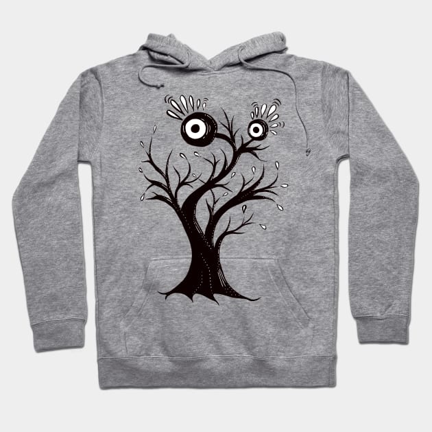 Excited Tree Monster Ink Drawing Hoodie by Boriana Giormova